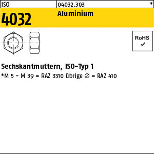 ISO 4032 Aluminium Al - Sechskantmuttern