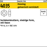ISO 4035 Messing galvanisch vernickelt - niedrige Sechskantmuttern