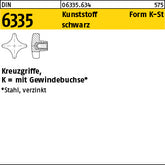 DIN 6335 Kunststoff schwarz K 25 Gewindebuchse Stahl galvanisch verzinkt KU-St - Kreuzgriffe