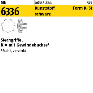 DIN 6336 Kunststoff schwarz K 25 Gewindebuchse Stahl galvanisch verzinkt KU-St - Sterngriffe