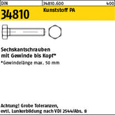 DIN 34810 Kunststoff Polyamid - Sechskantschrauben