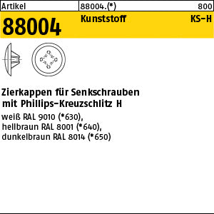 Kappen -5 für Kreuzschlitz H, d. braun - Zierkappen m.KS-Profil