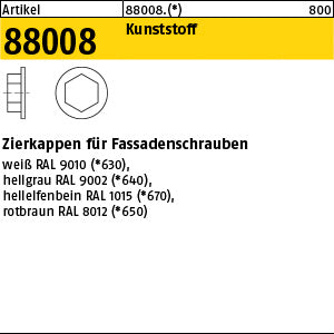 Kappen für Fassadenschrauben SW 3/8 Ø 19 weiß, RAL 9010 Kunstst - Zierkappen
