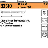 PA 6.6 W Kabelbinder, schwarz, T 18R-W - Kabelbinder, Form T-W