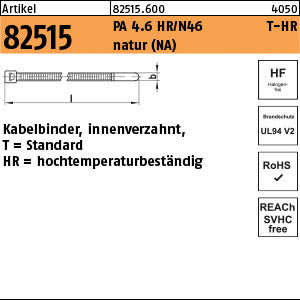 PA 4.6 Kabelbinder, natur, T 18R-HR - Kabelbinder, Form T-HR