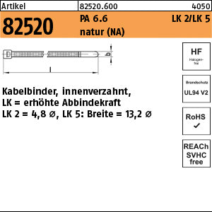 PA 6.6 Kabelbinder, natur, LK2 - Kabelbinder, F. LK2/LK5