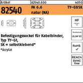 PA 6.6 B = max. 4 Befestig-Sockel, natur, Senkkopf TY3G1S - Befestigungss, natur