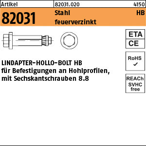 LINDAPTER-Hollo-Bolt St./8.8 HB 08-Größe 1 feuerverzinkt