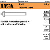 FISCHER-Ankerstangen Stahl feuerverzinkt RG fvz