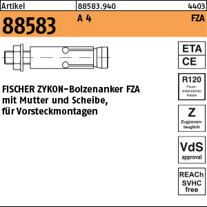 FISCHER-Zykon Anker FZA A4 12 x 40 /15 rostfrei