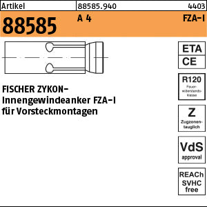FISCHER-Zykon-Innengewindeanker A4 FZA-I 14 x 60 I