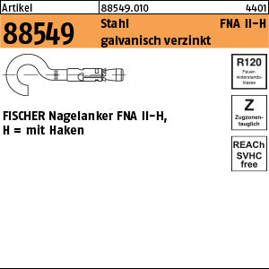 FISCHER-Nagelanker mit Haken Stahl verzinkt FNA II H
