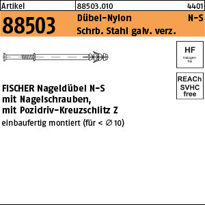 FISCHER-Nageldübel N-S Pozidriv/Kreuzschlitz