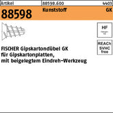 FISCHER-Gipskartondübel GK Kunststoff, mit je 1 Setzwerkzeug