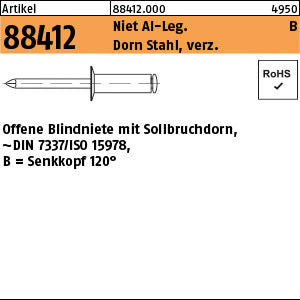 Blindniete Alu/Stahl verzinkt Senkkopf B - Offene Blindniete