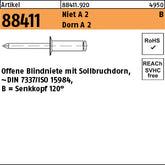 Blindniete A2/A2 Senkkopf B - Offene Blindniete