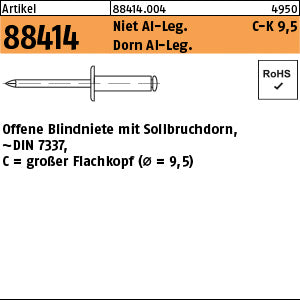 Blindniete Alu/Alu FLAKO K 9, 5 - Offene Blindniete
