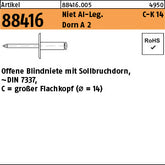Blindniete Alu/A2 FLAKO K 14 A - Offene Blindniete