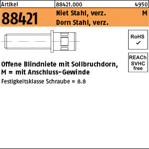 Blindnietschrauben Stahl verzinkt (Nietschaft 6 x 11) - Blindnietschrauben