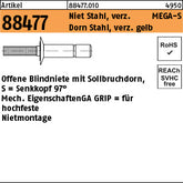 MEGA GRIP Blindniete Stahl verzinkt Senkkopf - Offene Blindniete