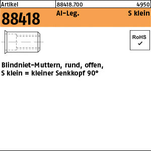 Blindniet-Mutter. Alu-Legierung klein Senkkopf / 0, 5 - 3, 0 - Blindnietmuttern