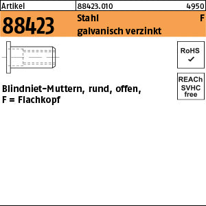 Blindniet-Mutter. Stahl galvanisch verzinkt Flako / 0, 25 - 3, 0 - Blindnietmuttern