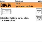 Blindniet-Mutter. Stahl galvanisch verzinkt Senkkopf / 1, 5 - 3, 5 - Blindnietmuttern