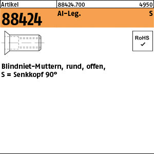 Blindniet-Mutter. Alu-Legierung Senkkopf / 1, 5 - 3, 5 - Blindnietmuttern