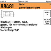 Blindnietmu. geschlossen St.Zn Senkkopf / 1, 5 - 3, 5 - Geschlos. Blindnietmu.