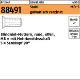 Mehrbereichsblindnietmu. Stahl Senkkopf / 1, 5 - 6, 0 - Mehrbereichsblindnietm