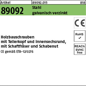 Holzbauschrauben CE Stahl Torx galvanisch verzinkt (Tellerkopf-Torx) - Holzbauschrauben [040]