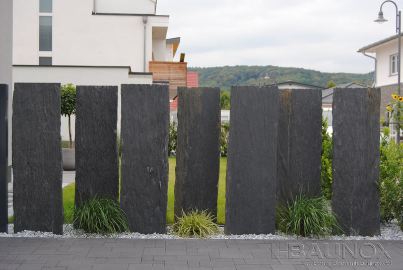 Sichtschutzplatte / Trittplatte Schiefer - Nero - H: 200 x L: 50 x B: 4-7 cm