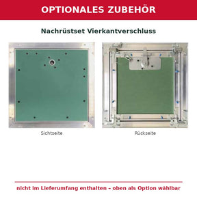 Optionales Zubehör, nicht im Lieferumfang: Nachrüstset Vierkantverschluss für AluEco – als Option wählbar