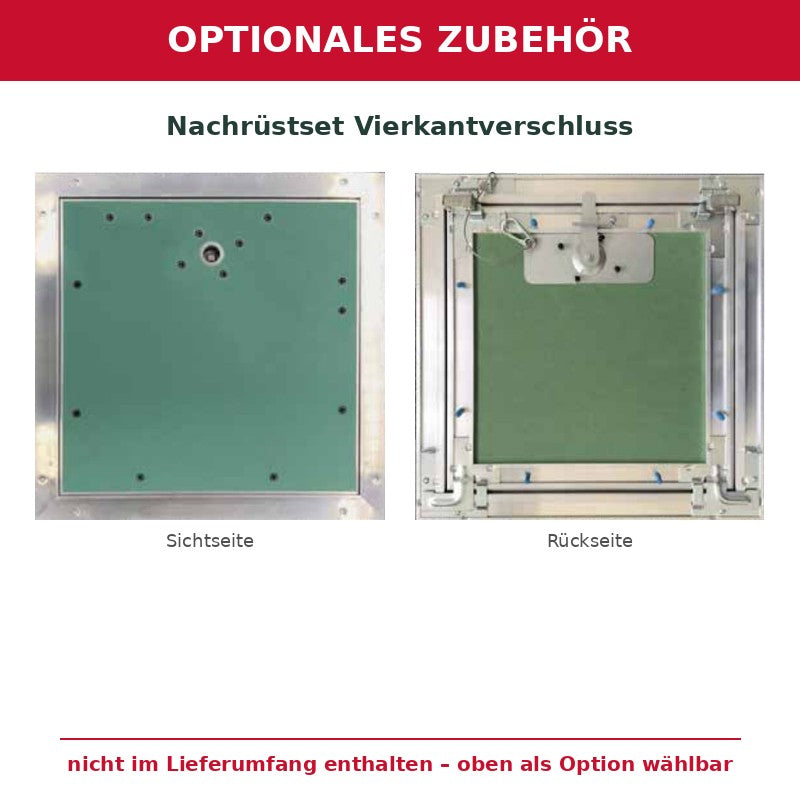 Optionales Zubehör, nicht im Lieferumfang: Nachrüstset Vierkantverschluss für AluEco – als Option wählbar