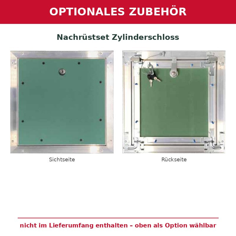 Optionales Zubehör, nicht im Lieferumfang: Nachrüstset Zylinderschloss für AluEco – als Option wählbar