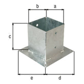 Aufschraubhülse für Vierkantholzpfosten 121 x 121 mm feuerverzinkt – zum Aufschrauben