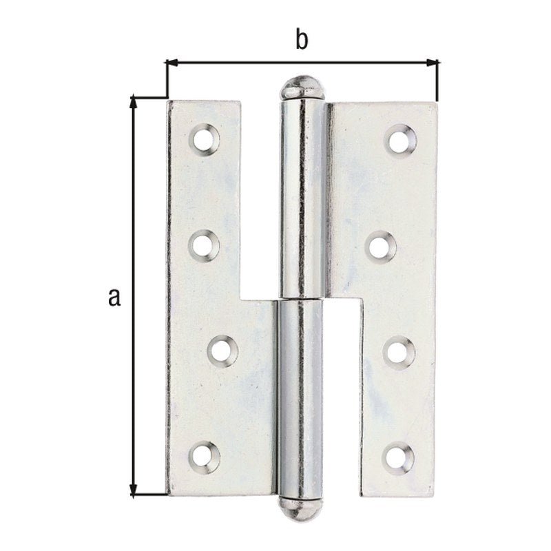 Aushebescharnier 120 x 88 mm gelb verzinkt links – Materialstärke 2,70 mm, 8 Löcher Ø 6 mm