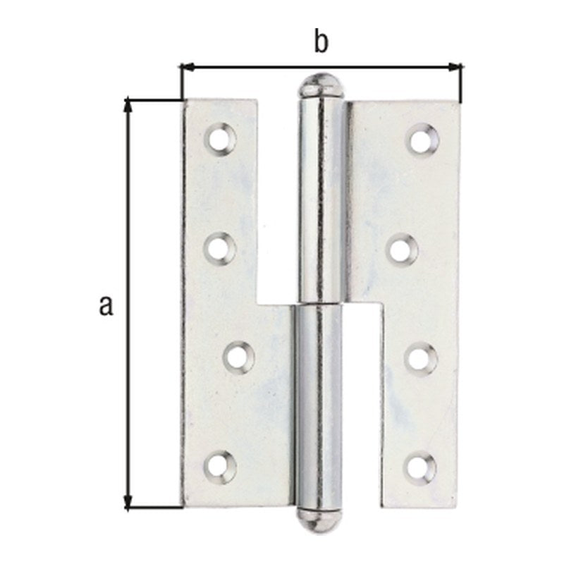 Aushebescharnier 120 x 88 mm sendzimirverzinkt rechts – Materialstärke 2,70 mm, 8 Löcher Ø 6 mm