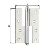 Aushebescharnier 120 x 88 mm sendzimirverzinkt rechts – Materialstärke 2,70 mm, 8 Löcher Ø 6 mm
