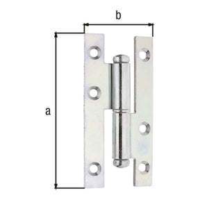 Aushebescharnier 94 x 45 mm sendzimirverzinkt links – Materialstärke 2,50 mm, 6 Löcher Ø 5 mm