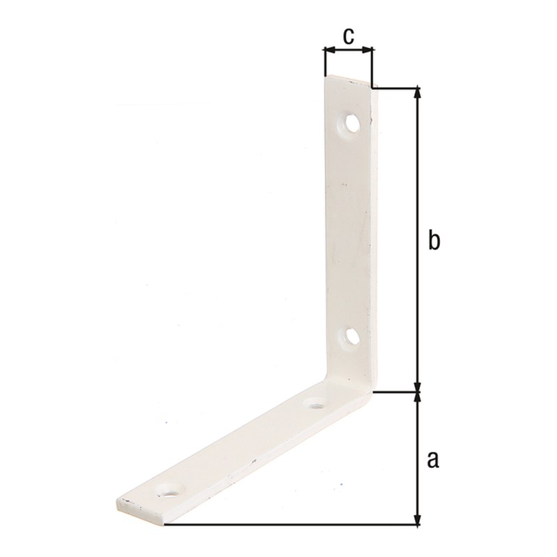 Balkenwinkel 120 x 120 x 20 mm weiß kunststoffbeschichtet – schmal gleichschenklig