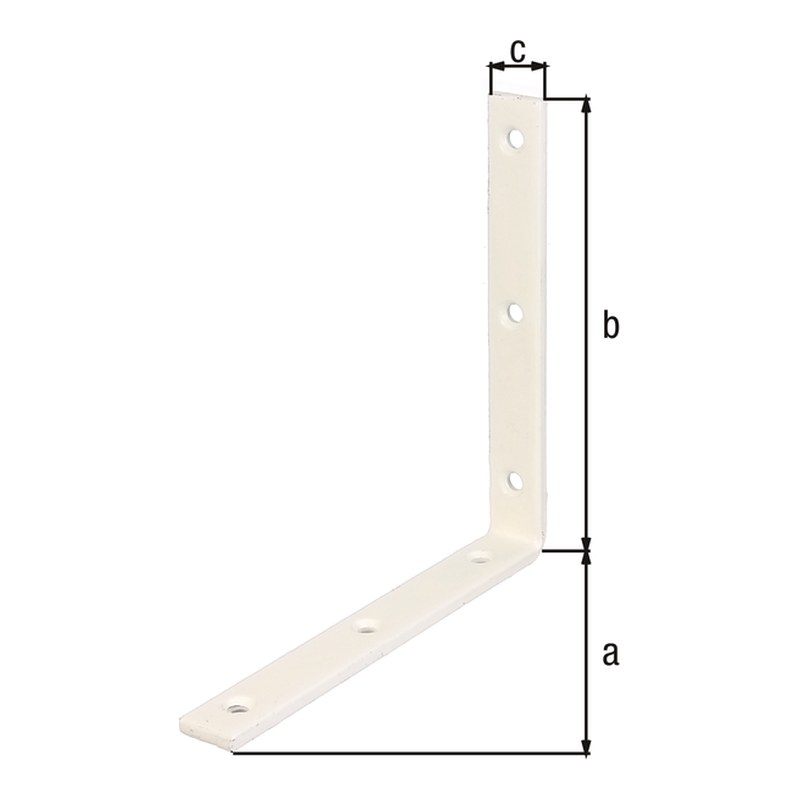 Balkenwinkel 160 x 160 x 20 mm weiß kunststoffbeschichtet – schmal gleichschenklig