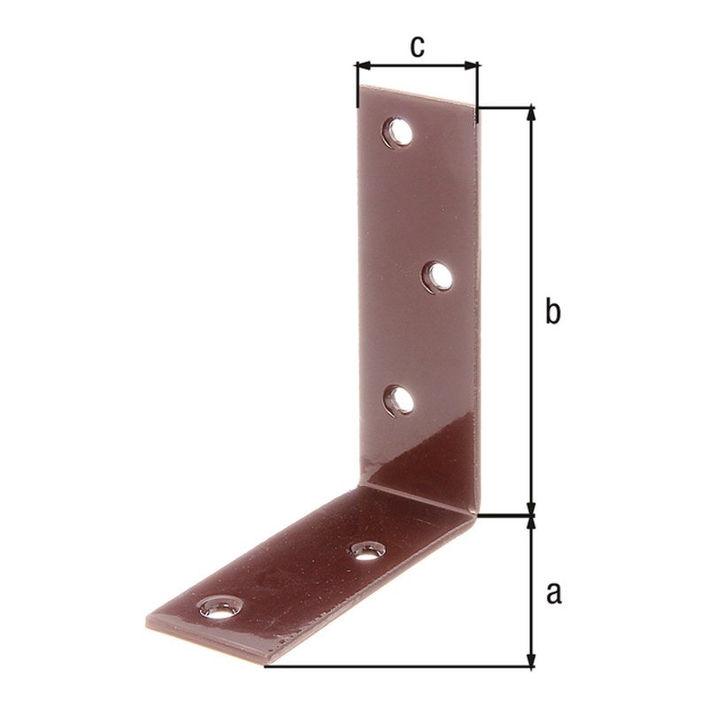 Balkenwinkel 75 x 100 x 30 mm braun kunststoffbeschichtet – ungleichschenklig, Materialstärke 3,0 mm