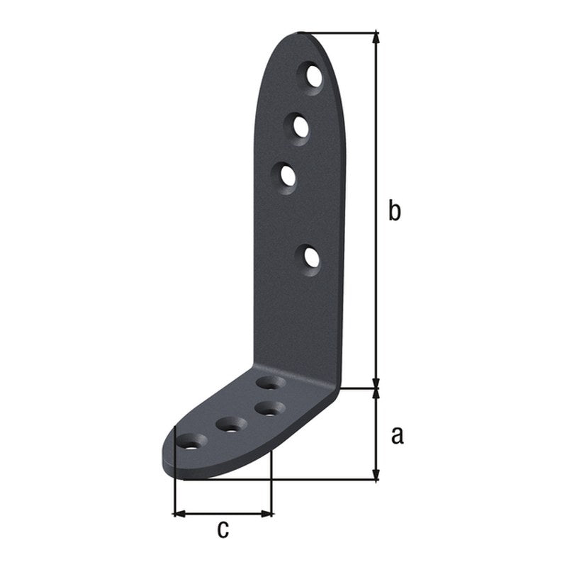 Balkenwinkel Ovado 80 x 120 x 35 mm verzinkt graphitgrau – ungleichschenklig, Materialstärke 4,0 mm