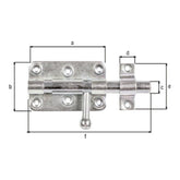 Bolzen-Schlossriegel Gesamtlänge 140 mm verzinkt – Platte 99 x 68 mm, runder Griff, Bolzen Ø 15 mm