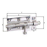 Bolzen-Schlossriegel Gesamtlänge 153 mm Edelstahl – Platte 100 x 65 mm, runder Griff
