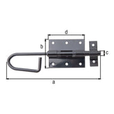 Bolzen-Stangenriegel 200 mm schwarz kunststoffbeschichtet – Bolzen Ø 11,5 mm