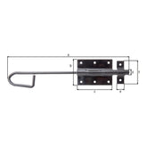 Bolzen-Stangenriegel 300 mm schwarz kunststoffbeschichtet – Bolzen Ø 13,5 mm