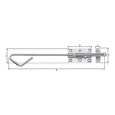 Bolzen-Stangenriegel 400 mm verzinkt – Bolzen Ø 16 mm, mit Schlaufe für Vorhängeschloss