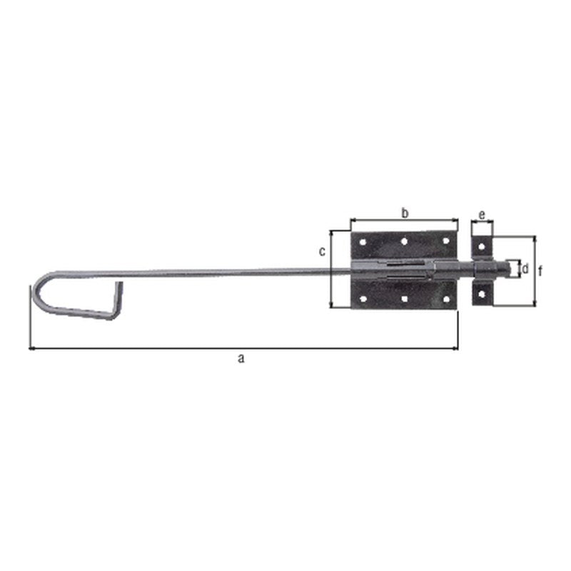 Bolzen-Stangenriegel 400 mm schwarz kunststoffbeschichtet – Bolzen Ø 13,5 mm